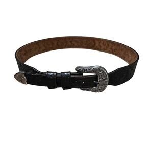 Eagle Leatherworks Tooled Western Style Belt Black Vintage? Size 34 USA